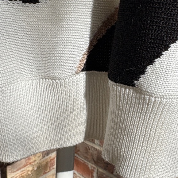 Chicos 3 XL Woodblock Intarsia pullover sweater NWT black white gold - Picture 5 of 11